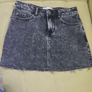 Gray and Black Mini Skirt Casual Night Out